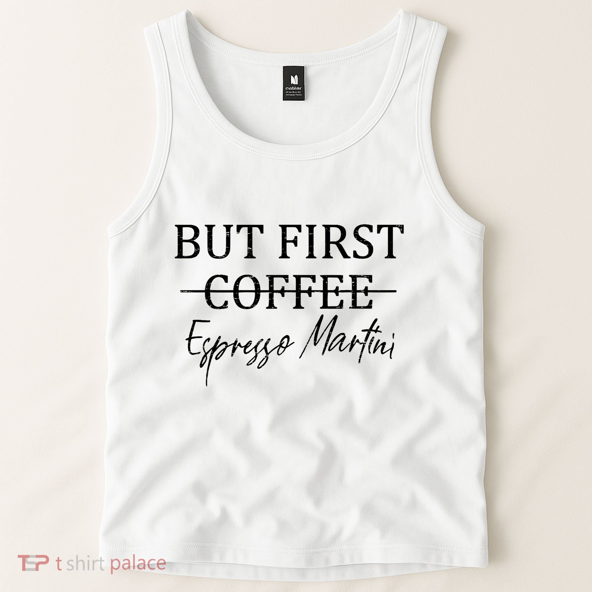 Retro But First Coffee Espresso Martini Funny Drinking Lover Tank Top