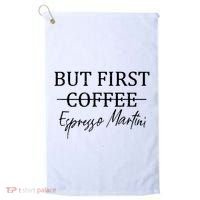 Retro But First Coffee Espresso Martini Funny Drinking Lover Golf Towel thumb 0
