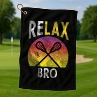 Relax Bro Funny Lacrosse Sayings Lax Player Coach Team Gift Golf Towel thumb 1