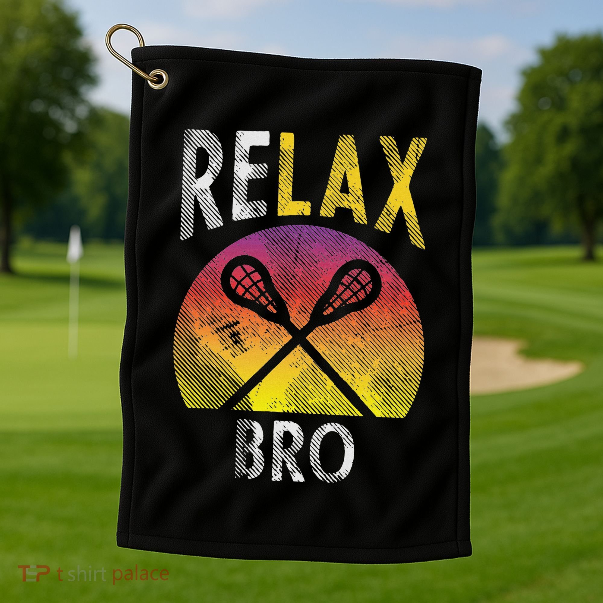 Relax Bro Funny Lacrosse Sayings Lax Player Coach Team Gift Golf Towel