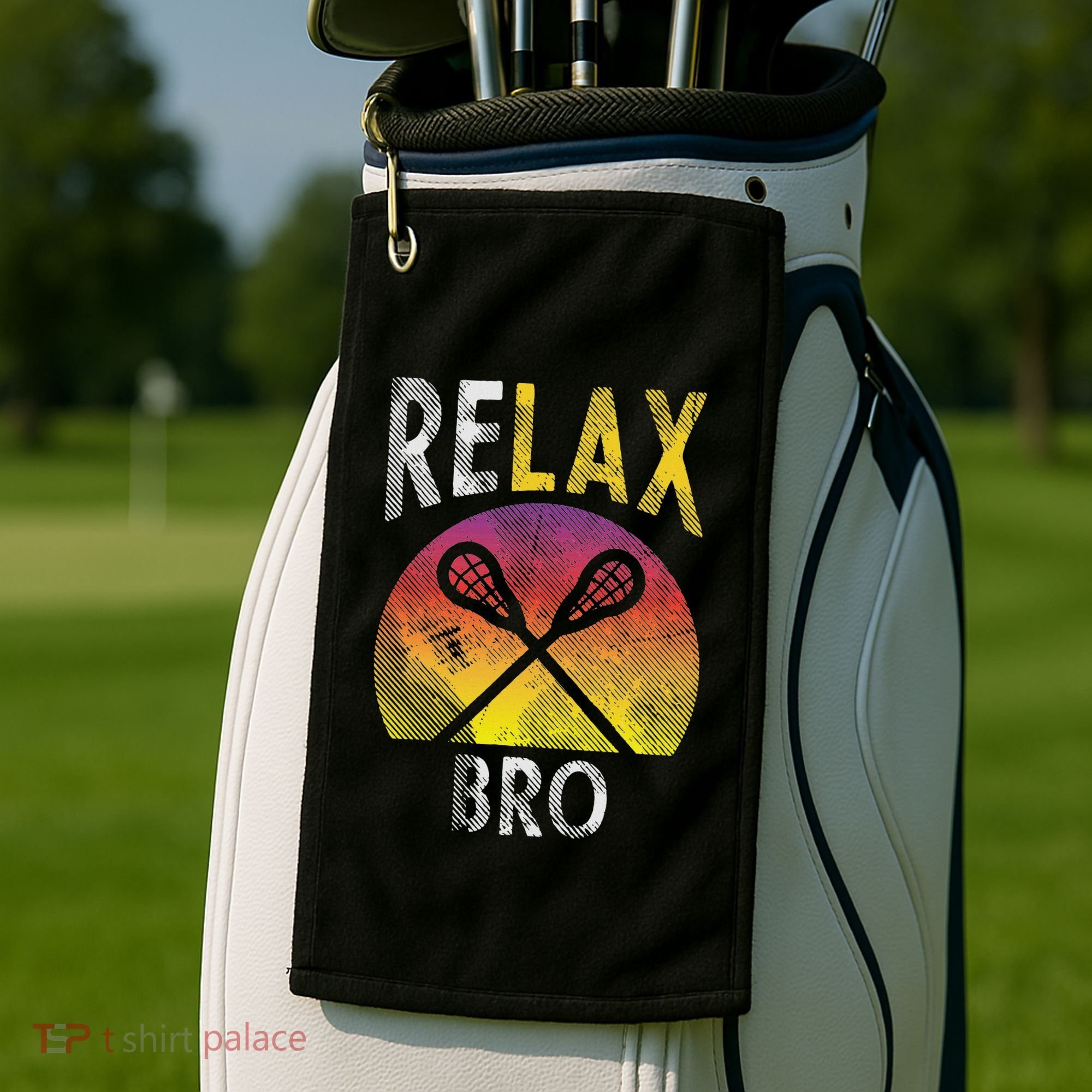 Relax Bro Funny Lacrosse Sayings Lax Player Coach Team Gift Golf Towel