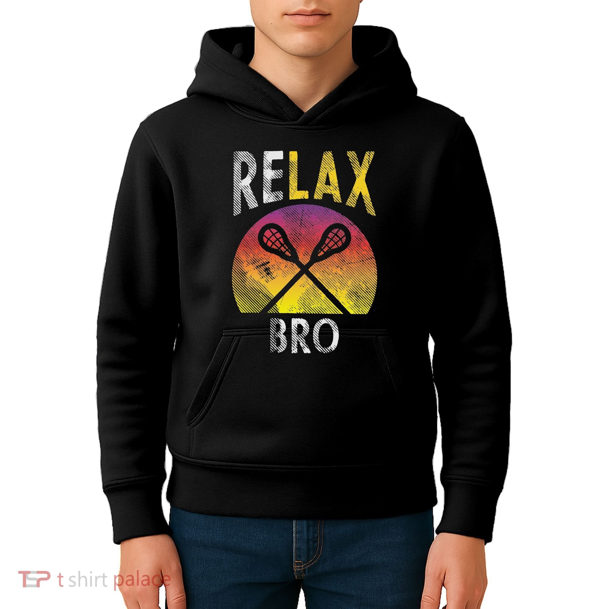 Relax Bro Funny Lacrosse Sayings Lax Player Coach Team Gift Kids Hoodie