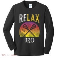 Relax Bro Funny Lacrosse Sayings Lax Player Coach Team Gift Kids Long Sleeve Shirt thumb 0