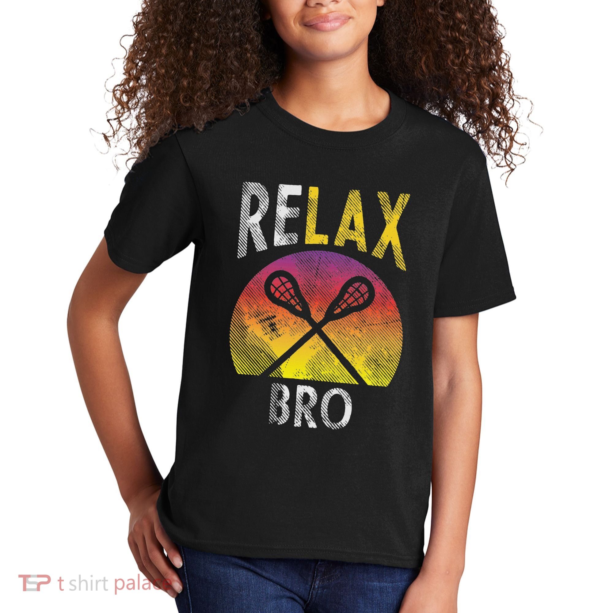 Relax Bro Funny Lacrosse Sayings Lax Player Coach Team Gift Kids T-Shirt