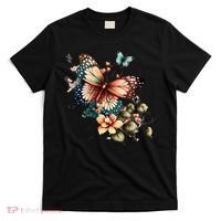 Retro Butterfly Floral Watercolor T-Shirt thumb 0