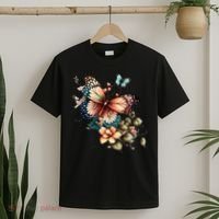 Retro Butterfly Floral Watercolor T-Shirt thumb 2