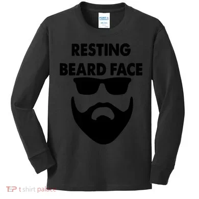 Resting Beard Face Funny Beard Kids Long Sleeve Shirt