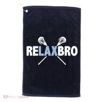 RELAX BRO Funny Lacrosse Player Lax Lover Joke Golf Towel thumb 0