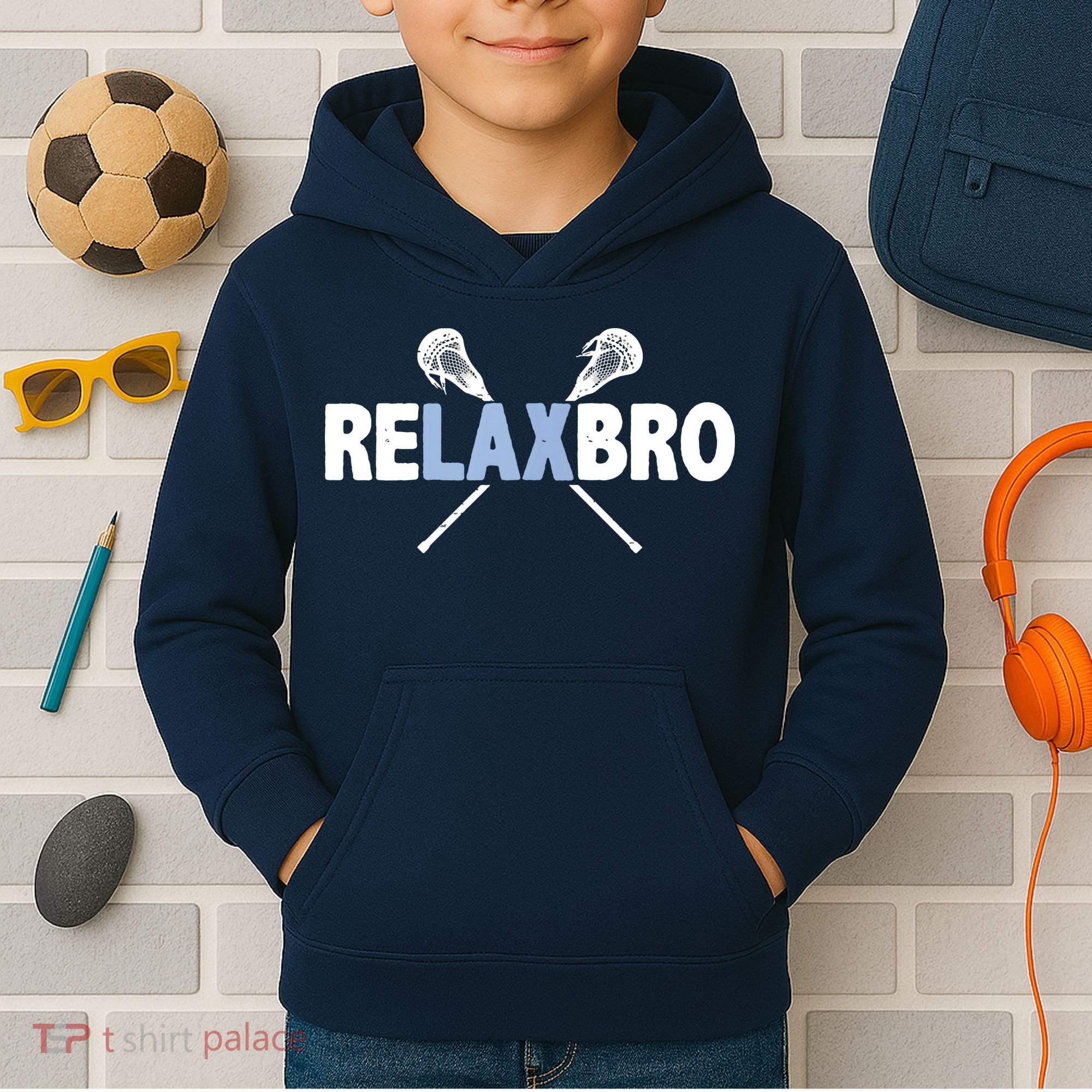 RELAX BRO Funny Lacrosse Player Lax Lover Joke Kids Hoodie