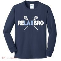 RELAX BRO Funny Lacrosse Player Lax Lover Joke Kids Long Sleeve Shirt thumb 0