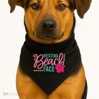 Resting Beach Face Funny Summer USA-Made Doggie Bandana thumb 1