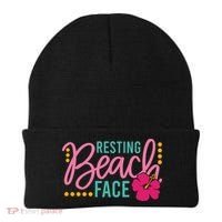 Resting Beach Face Funny Summer Beanie thumb 0