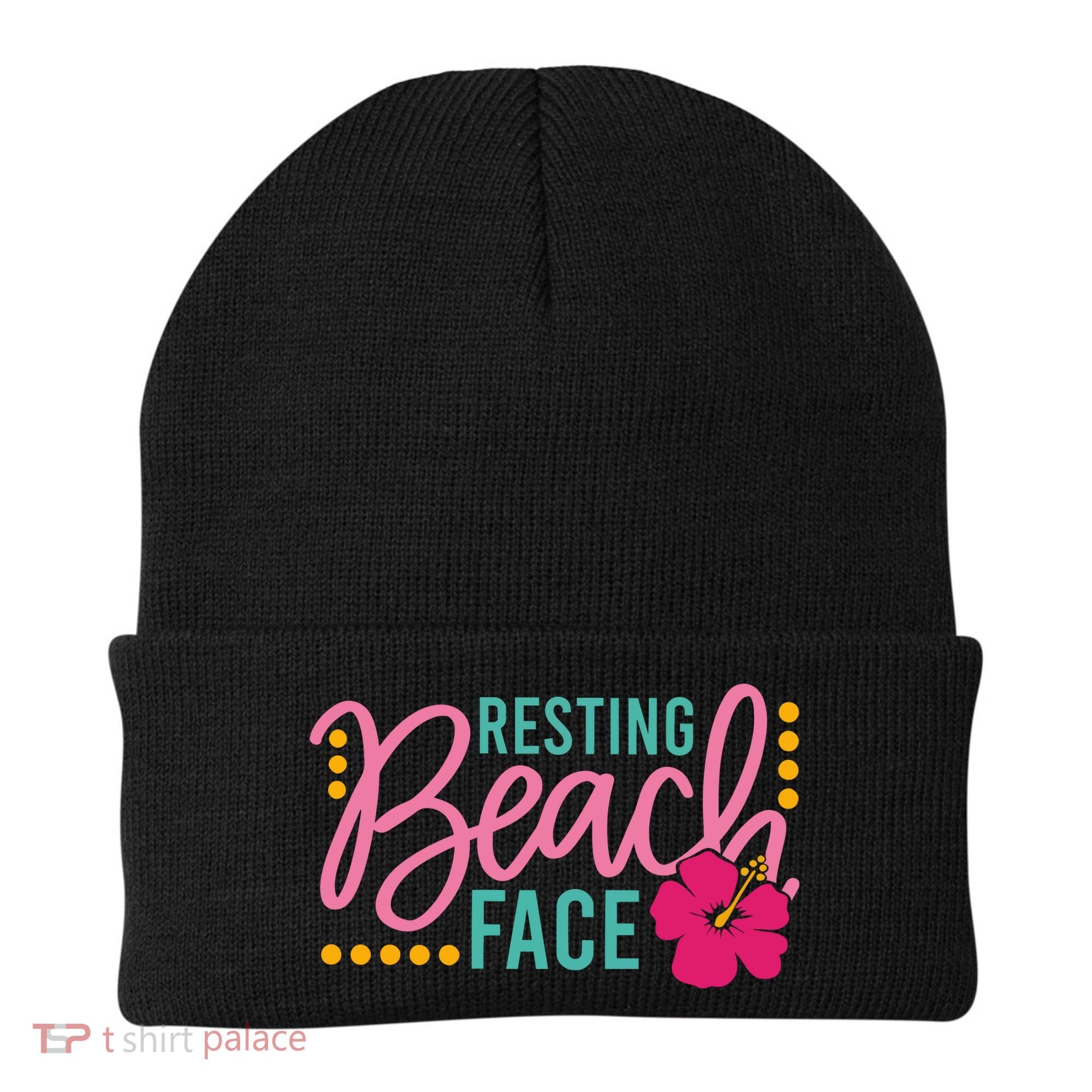 Resting Beach Face Funny Summer Beanie