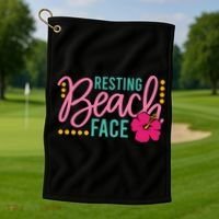 Resting Beach Face Funny Summer Golf Towel thumb 1