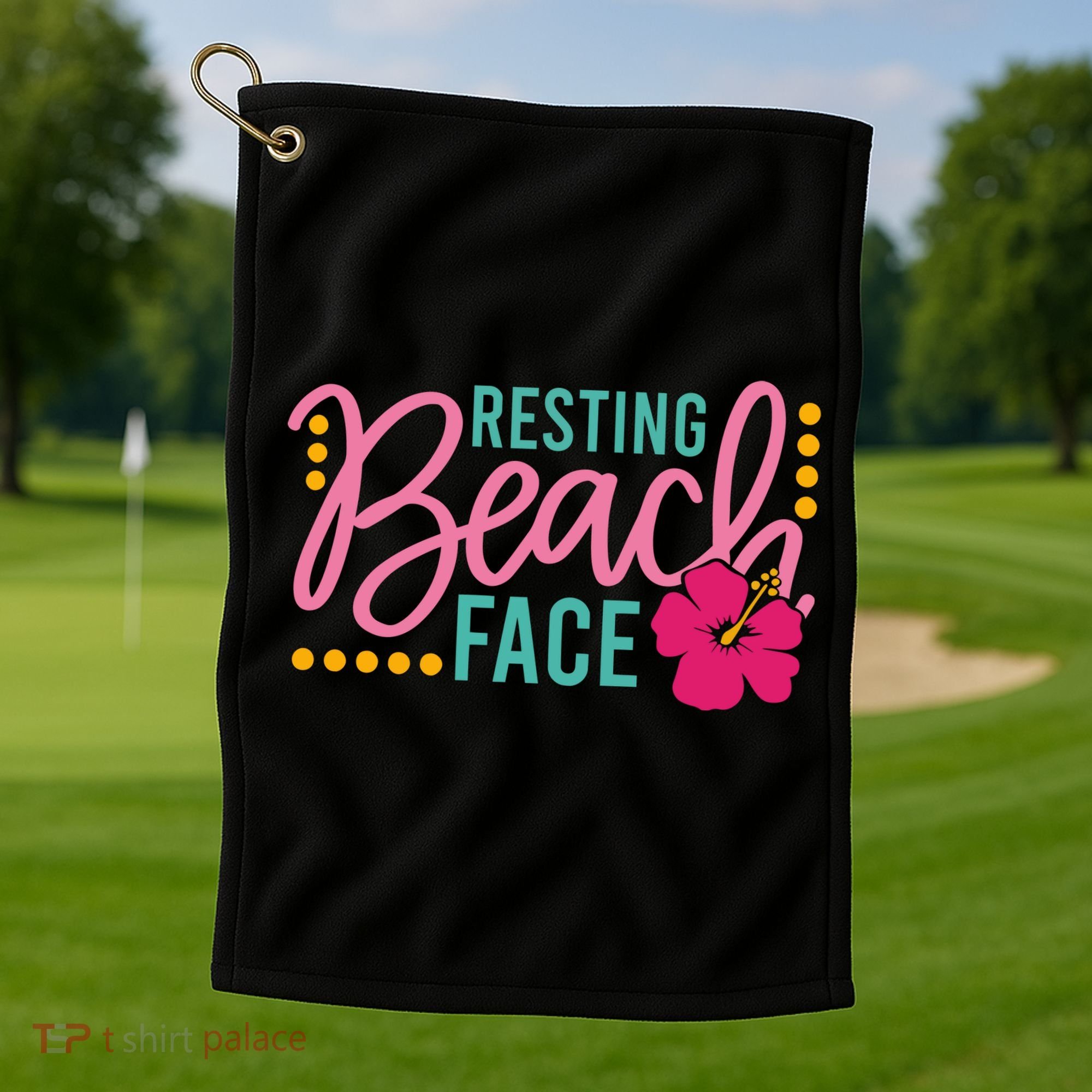 Resting Beach Face Funny Summer Golf Towel
