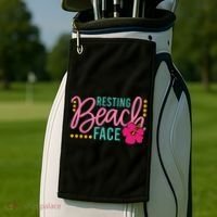 Resting Beach Face Funny Summer Golf Towel thumb 2