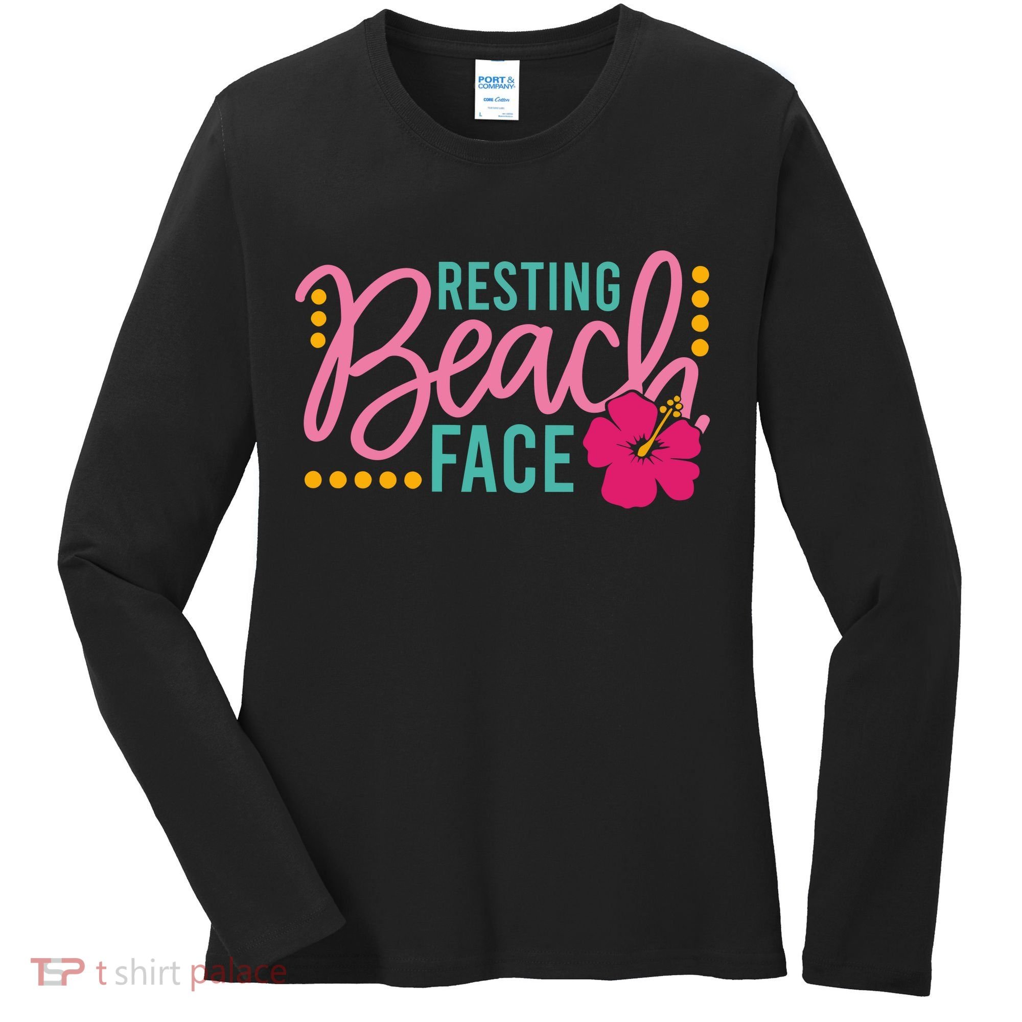 Resting Beach Face Funny Summer Women's Long Sleeve Shirt