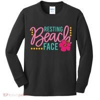Resting Beach Face Funny Summer Kids Long Sleeve Shirt thumb 0