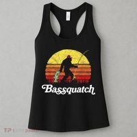 Retro Bassquatch Funny Bigfoot Fishing Outdoor Gift Women's Tank Top thumb 3