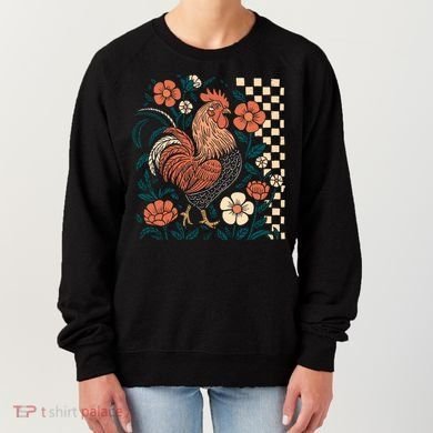 Retro Boho Floral Fall Chicken Hen Vintage Women's Sweatshirt