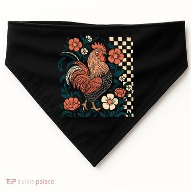 Retro Boho Floral Fall Chicken Hen Vintage USA-Made Doggie Bandana