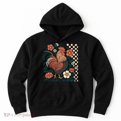 Retro Boho Floral Fall Chicken Hen Vintage Hoodie