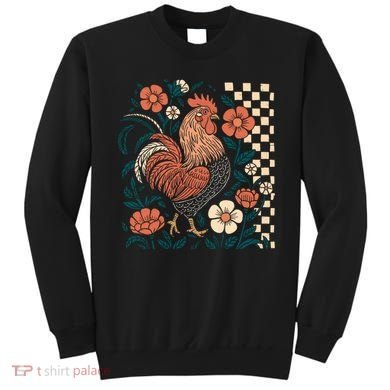 Retro Boho Floral Fall Chicken Hen Vintage Sweatshirt