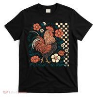Retro Boho Floral Fall Chicken Hen Vintage T-Shirt thumb 0