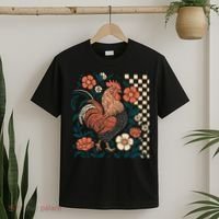 Retro Boho Floral Fall Chicken Hen Vintage T-Shirt thumb 2