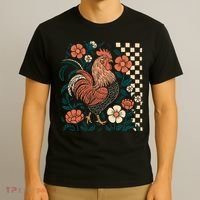 Retro Boho Floral Fall Chicken Hen Vintage T-Shirt thumb 3