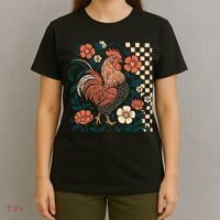 Retro Boho Floral Fall Chicken Hen Vintage T-Shirt thumb 4