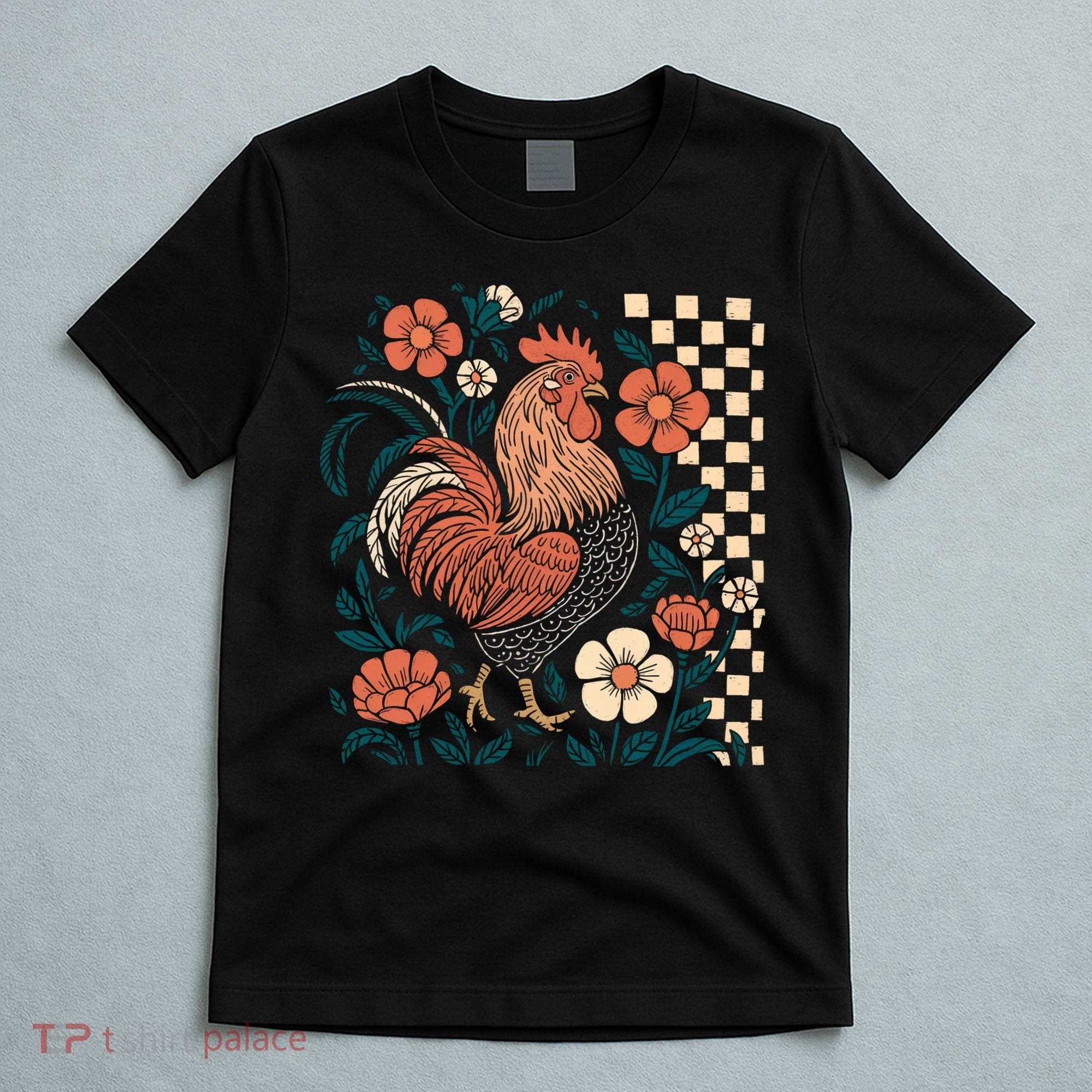 Retro Boho Floral Fall Chicken Hen Vintage T-Shirt