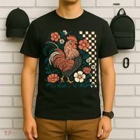 Retro Boho Floral Fall Chicken Hen Vintage T-Shirt thumb 6