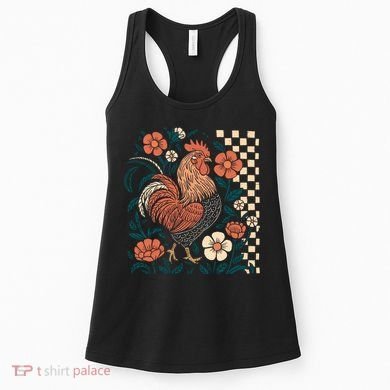 Retro Boho Floral Fall Chicken Hen Vintage Women's Tank Top