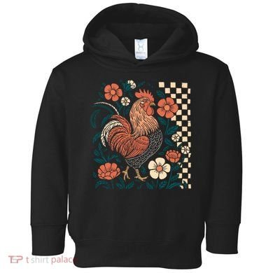 Retro Boho Floral Fall Chicken Hen Vintage Toddler Hoodie