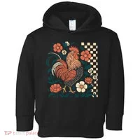 Retro Boho Floral Fall Chicken Hen Vintage Toddler Hoodie thumb 0