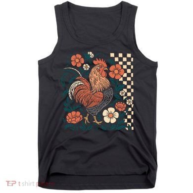 Retro Boho Floral Fall Chicken Hen Vintage Tank Top