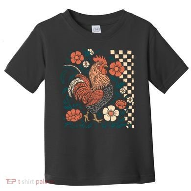 Retro Boho Floral Fall Chicken Hen Vintage Toddler T-Shirt