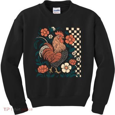 Retro Boho Floral Fall Chicken Hen Vintage Kids Sweatshirt