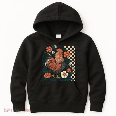 Retro Boho Floral Fall Chicken Hen Vintage Kids Hoodie