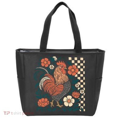 Retro Boho Floral Fall Chicken Hen Vintage Tote Bag