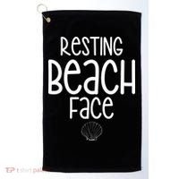Resting Beach Face Funny Vacation Golf Towel thumb 0