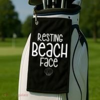 Resting Beach Face Funny Vacation Golf Towel thumb 2