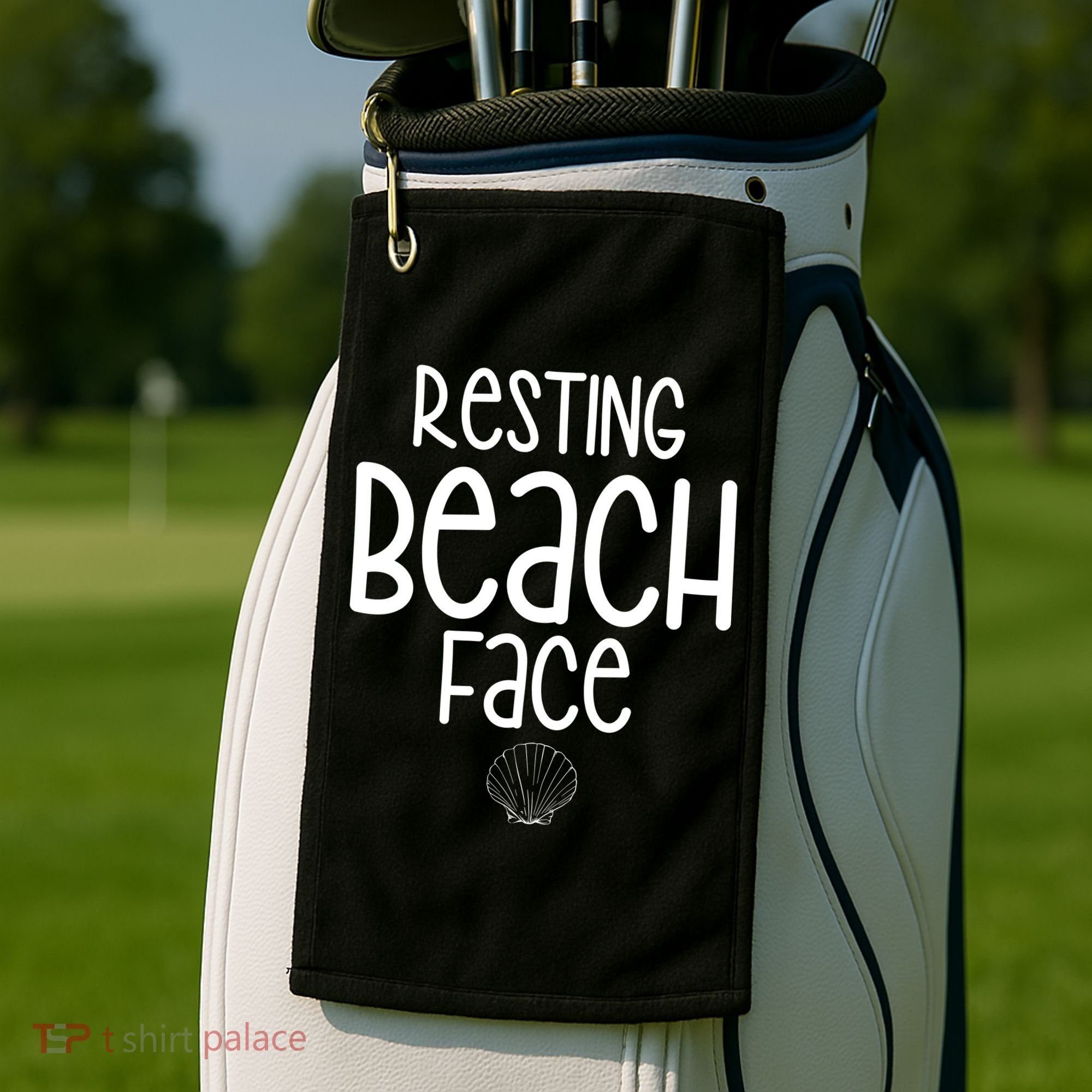 Resting Beach Face Funny Vacation Golf Towel