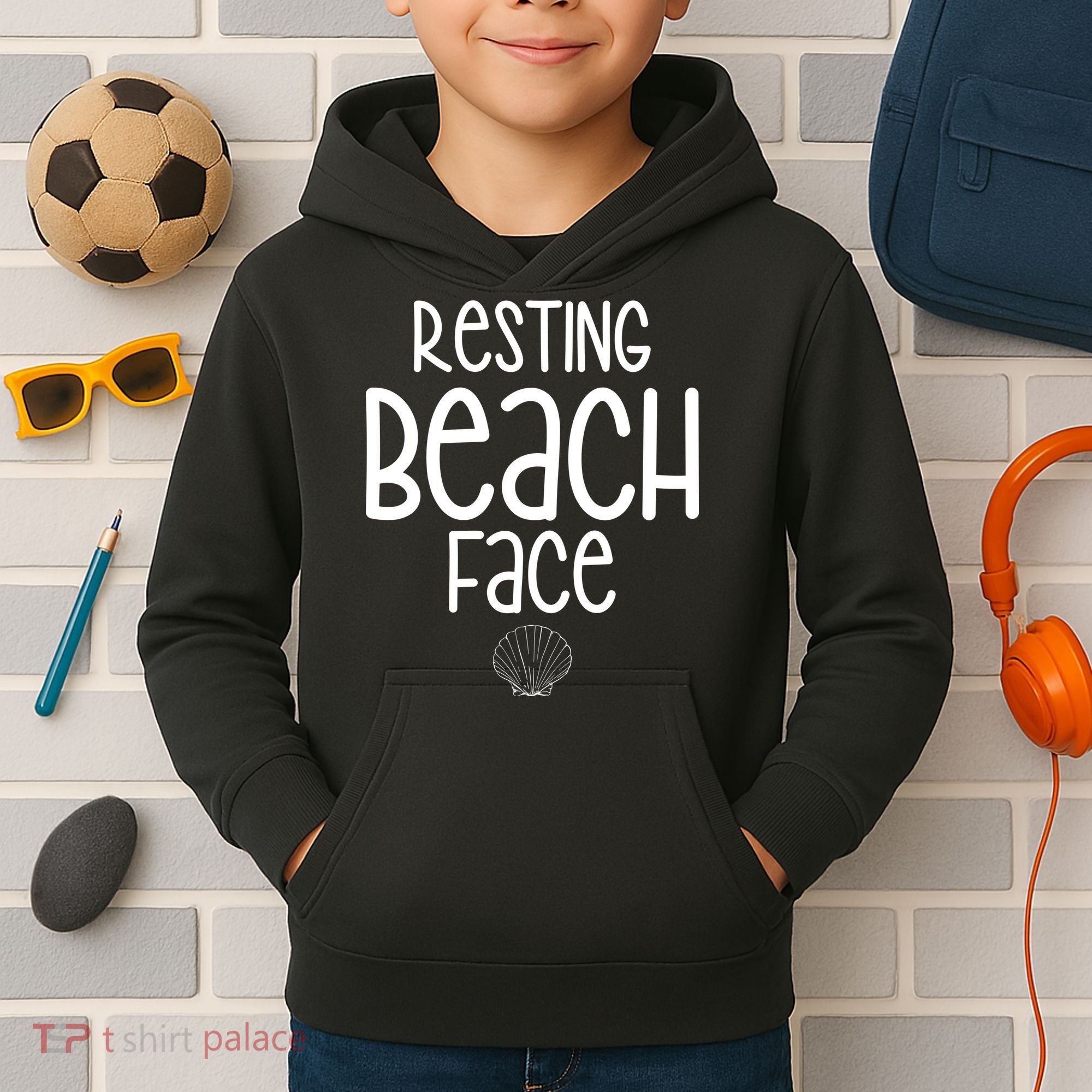 Resting Beach Face Funny Vacation Kids Hoodie