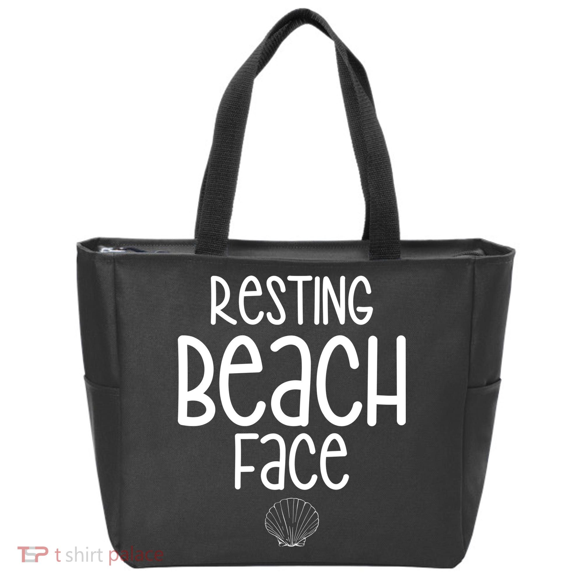 Resting Beach Face Funny Vacation Tote Bag