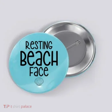 Resting Beach Face Funny Vacation Button