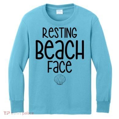 Resting Beach Face Funny Vacation Kids Long Sleeve Shirt