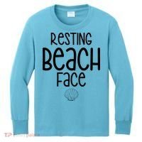 Resting Beach Face Funny Vacation Kids Long Sleeve Shirt thumb 0