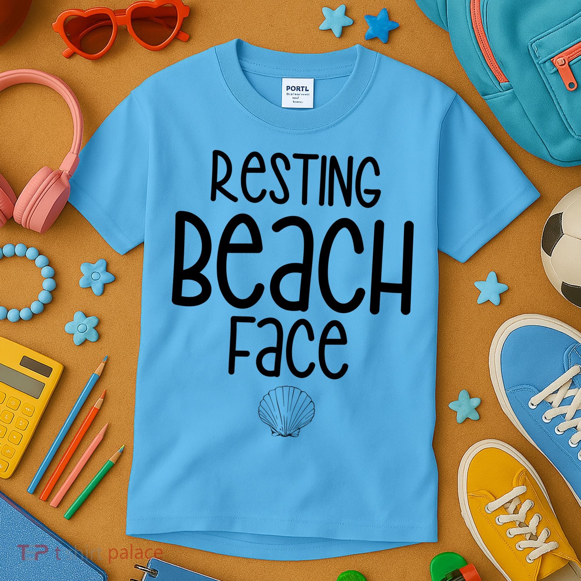 Resting Beach Face Funny Vacation Kids T-Shirt